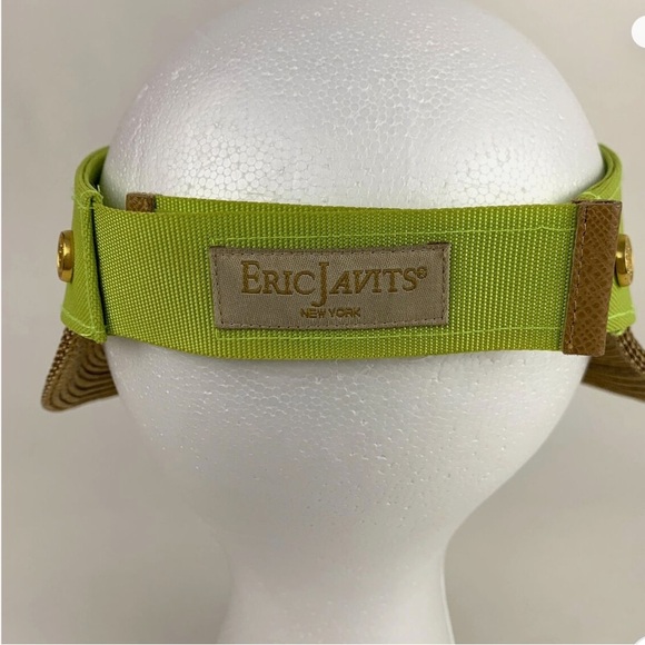 Eric Javits Squishee Straw Champ Womens Visor Lime Green UV Protection Packable - Picture 4 of 13